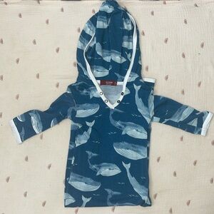 COPY - Milkbarn Blue Whale Bamboo Snap onesie with hood